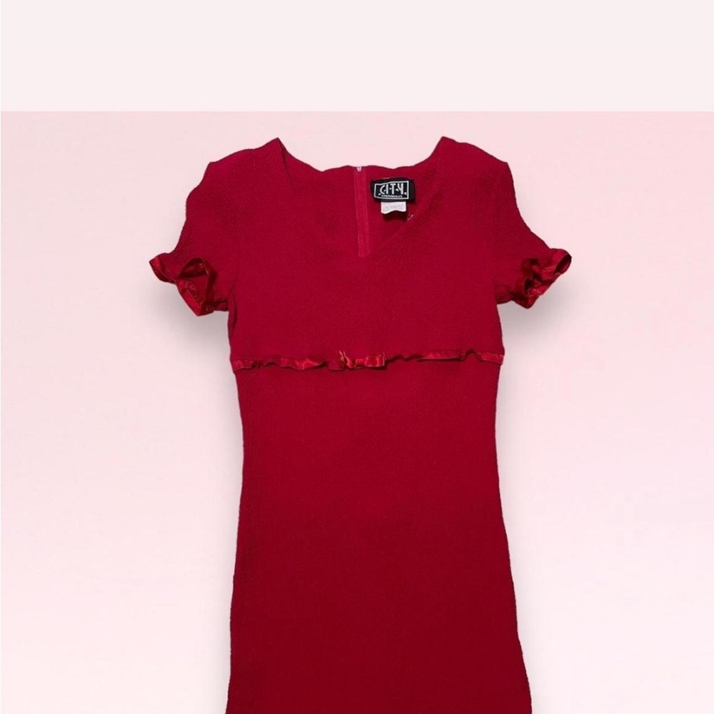 City Triangles 90s Red Ruffle Mini Dress - Picture 5 of 8